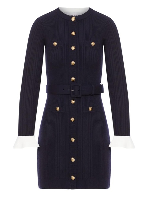 Self-Portrait ribbed button-front dress - Blue - zdjęcie produktu nr 1