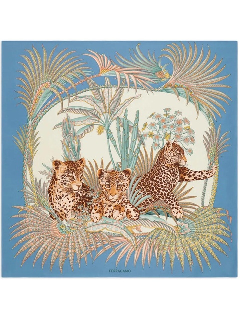 Ferragamo Leopard print silk scarf - Blue - zdjęcie produktu nr 1