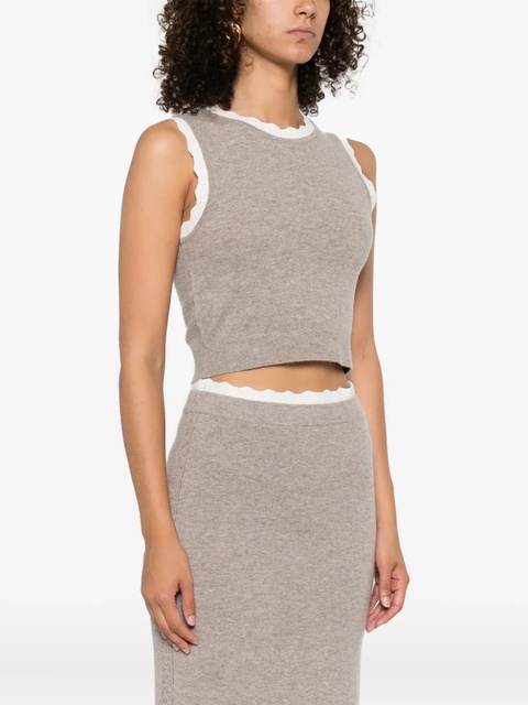 SANDRO scalloped-trim sleeveless top - Neutrals - zdjęcie produktu nr 2
