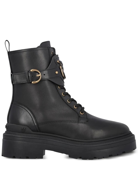 PINKO Mia leather combat boots - Black - zdjęcie produktu nr 1