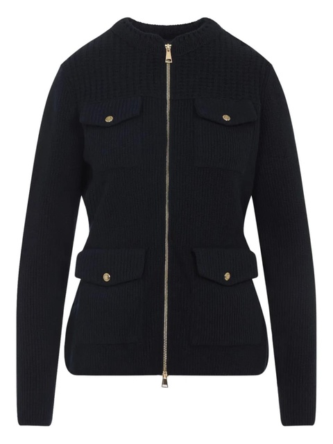 Moncler ribbed zip-front fitted jacket - Blue - zdjęcie produktu nr 1
