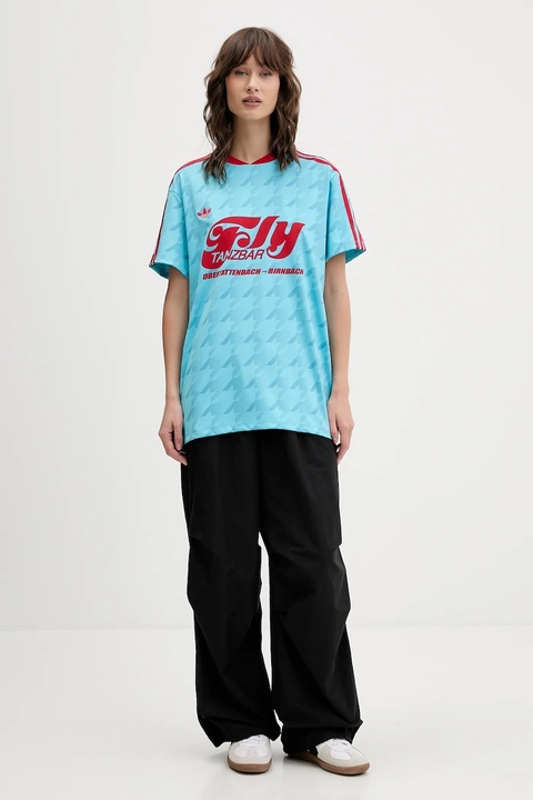 adidas Originals t-shirt Footie Jersey damski kolor niebieski JW2771 - zdjęcie produktu nr 1