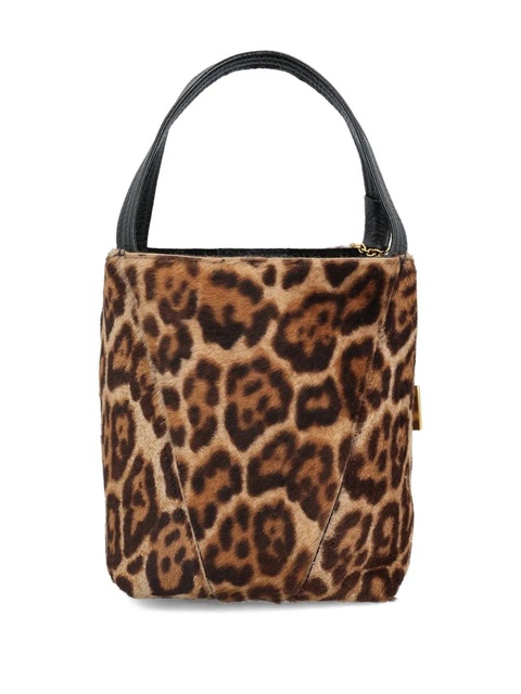 Chloé small leopard-print shearling bucket bag - Brown - zdjęcie produktu nr 2