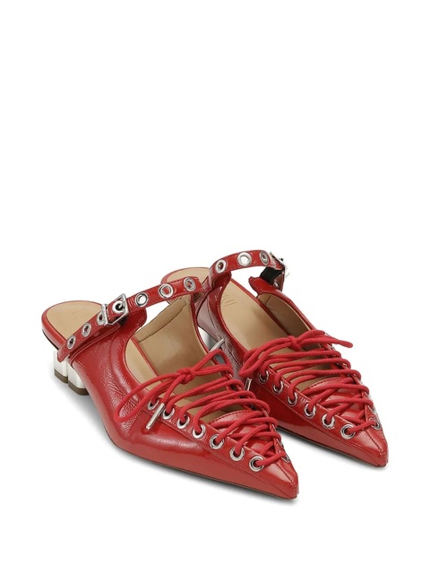 GANNI laced leather mules - Red - zdjęcie produktu nr 2