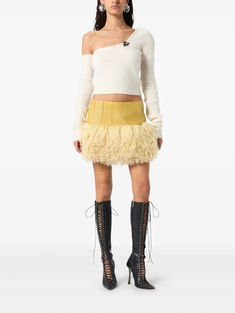 Blumarine fur-trimmed mini skirt - Yellow - zdjęcie produktu nr 2