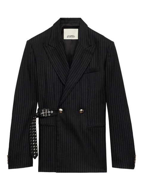 ISABEL MARANT pinstripe studded-belt jacket - Black - zdjęcie produktu nr 1