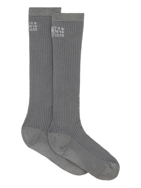 MM6 Maison Margiela ribbed number-print socks - Grey - zdjęcie produktu nr 2