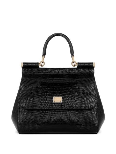 Dolce & Gabbana medium Sicily embossed-leather top-handle tote bag - Black - zdjęcie produktu nr 1
