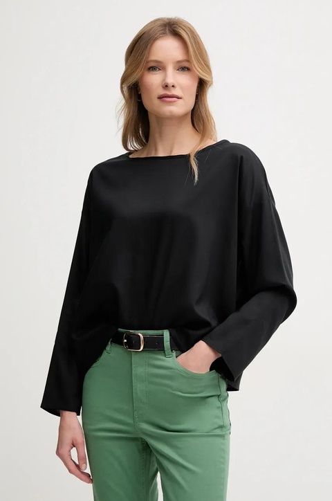 United Colors of Benetton bluzka damska kolor czarny gładka 52M9DQ0B7 - zdjęcie produktu nr 1