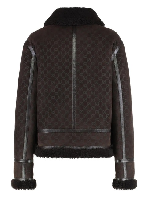 Gucci monogram-print suede jacket - Brown - zdjęcie produktu nr 2