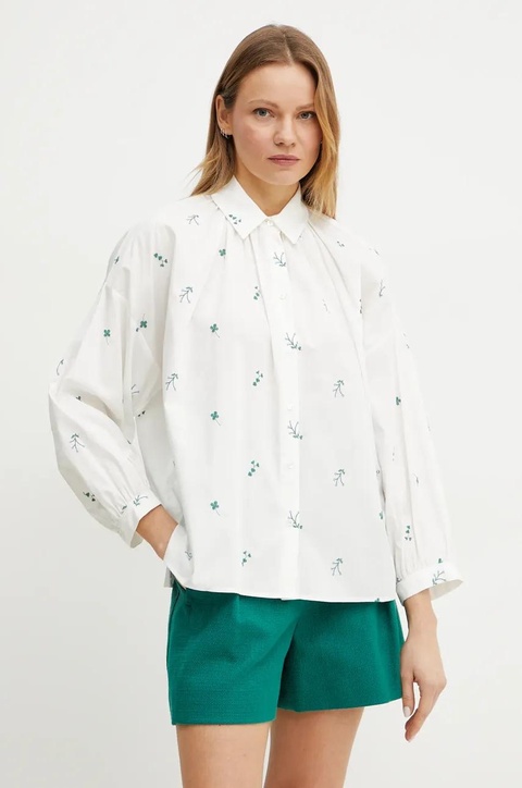 Weekend Max Mara koszula bawełniana damska kolor biały relaxed z kołnierzykiem klasycznym 2515111132600 - zdjęcie produktu nr 1