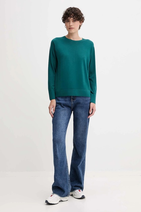 United Colors of Benetton sweter wełniany damski kolor zielony lekki 11AHD10CV - zdjęcie produktu nr 2