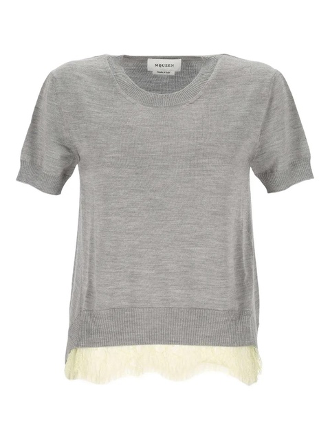 Alexander McQueen ribbed-trim top - Grey - zdjęcie produktu nr 1