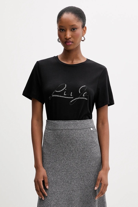 Liu Jo t-shirt bawełniany damski kolor czarny MF5410 JS923 - zdjęcie produktu nr 1