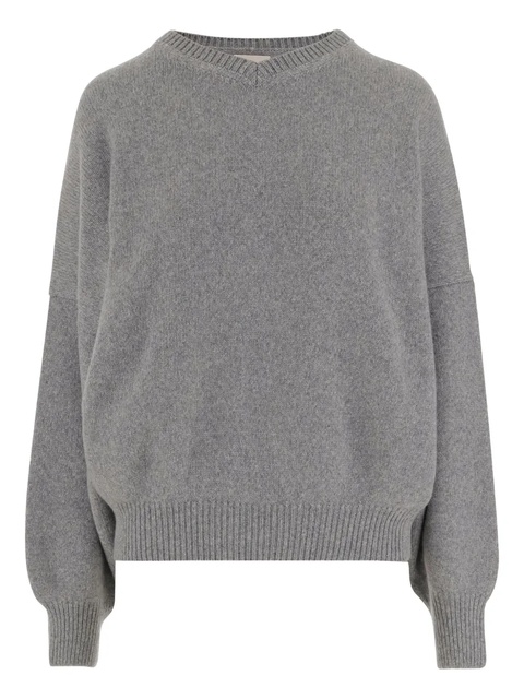 KHAITE V-neck ribbed cashmere sweater - Grey - zdjęcie produktu nr 1