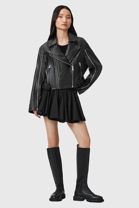 AllSaints ramoneska skórzana MASONE kolor czarny przejściowa W007LD - zdjęcie produktu nr 2