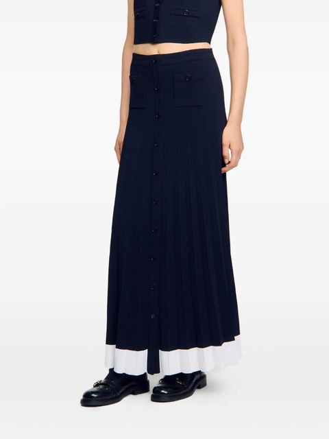 SANDRO pleated button-front skirt - Black - zdjęcie produktu nr 2