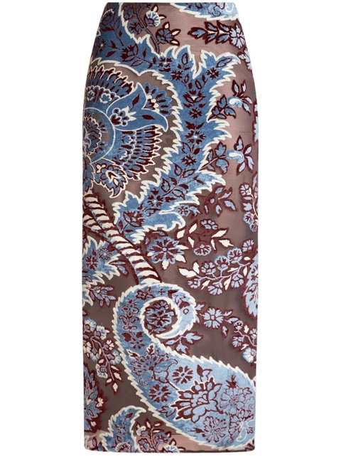 ETRO tulle and jacquard velvet midi skirt - Brown - zdjęcie produktu nr 1