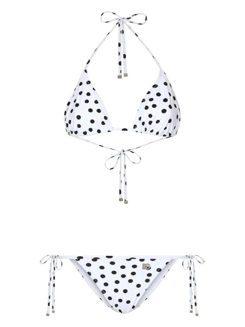 Dolce & Gabbana polka dot-print triangle-cup bikini set - White - zdjęcie produktu nr 1
