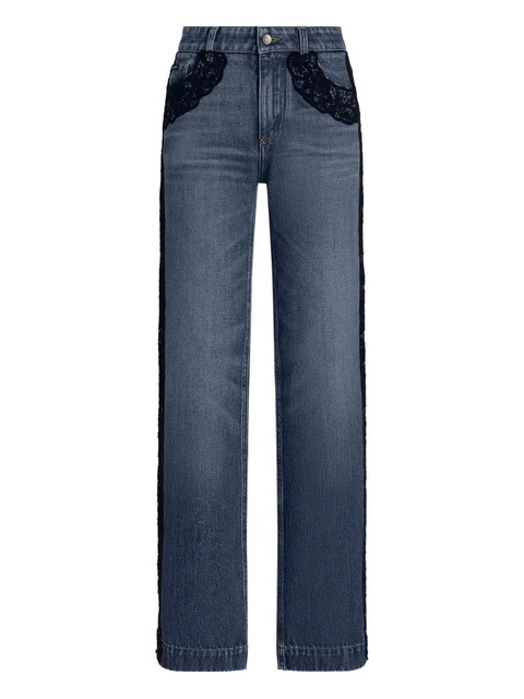 Dolce & Gabbana lace-embroidered jeans - Blue - zdjęcie produktu nr 1