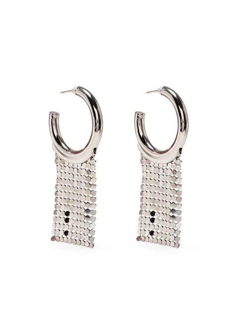 Rabanne mesh-trimmed hoop earrings - Silver - zdjęcie produktu nr 1