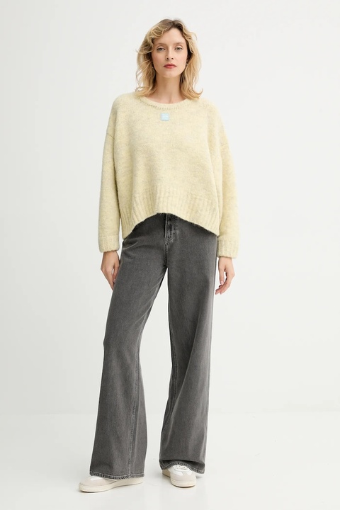 American Vintage sweter z dodatkiem wełny damski kolor żółty ciepły EAST18VM - zdjęcie produktu nr 2