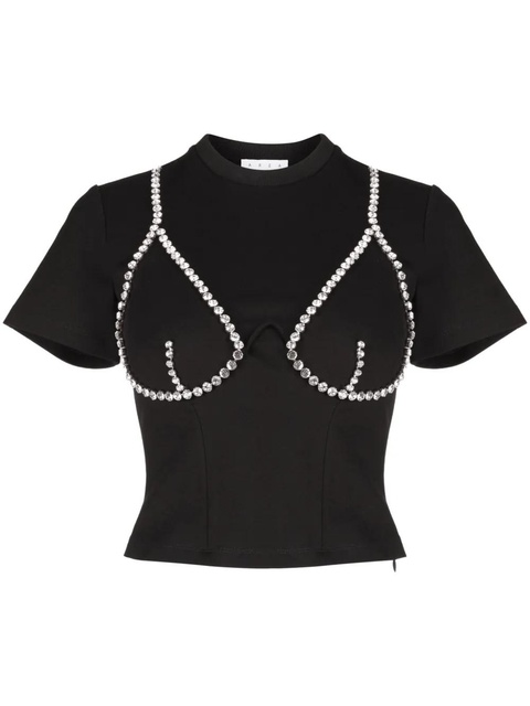 AREA crystal-embellished cup-chain T-shirt - Black - zdjęcie produktu nr 1
