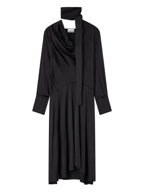 GANNI cowl-neck scarf midi dress - Black - zdjęcie produktu nr 1