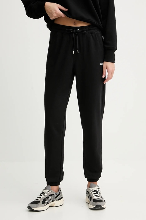 Dkny spodnie dresowe LOGO TERRY damskie kolor czarny gładkie DP5P3632 - zdjęcie produktu nr 1