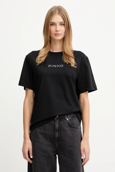 Pinko t-shirt bawełniany damski kolor czarny 105526 A2RM - zdjęcie produktu nr 1
