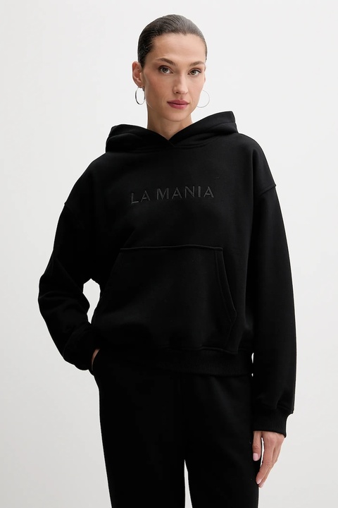 La Mania bluza BROOK damska kolor czarny z kapturem z aplikacją BROOK - zdjęcie produktu nr 1