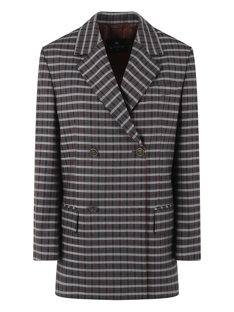 ETRO checked double-breasted jacket - Grey - zdjęcie produktu nr 2