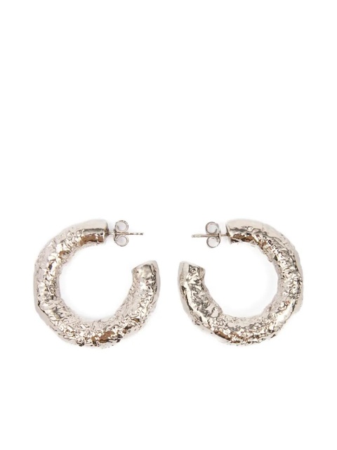 MM6 Maison Margiela tinfoil-textured hoop earrings - Silver - zdjęcie produktu nr 1