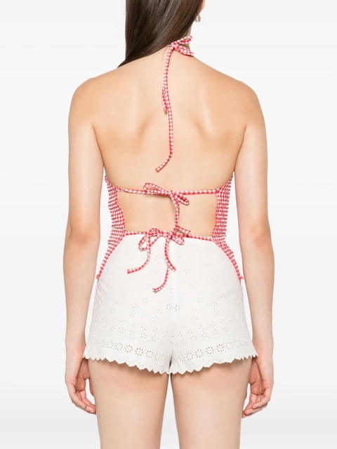 Hunza G check-pattern halterneck top - Red - zdjęcie produktu nr 2