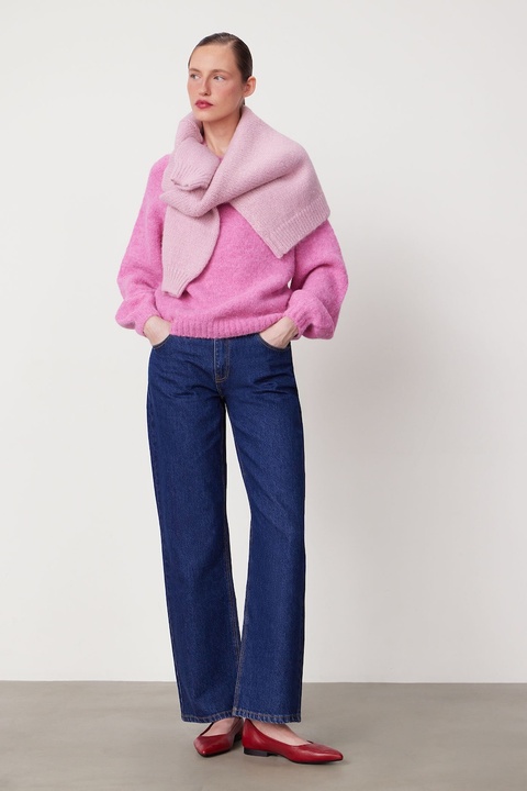 Medicine sweter z wełną alpaki damski kolor różowy ciepły - zdjęcie produktu nr 1