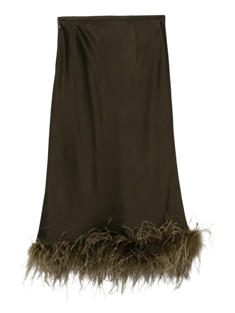 Blumarine feather-trimmed satin skirt - Green - zdjęcie produktu nr 2