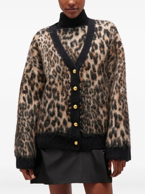 GANNI leopard-print button cardigan - Neutrals - zdjęcie produktu nr 2