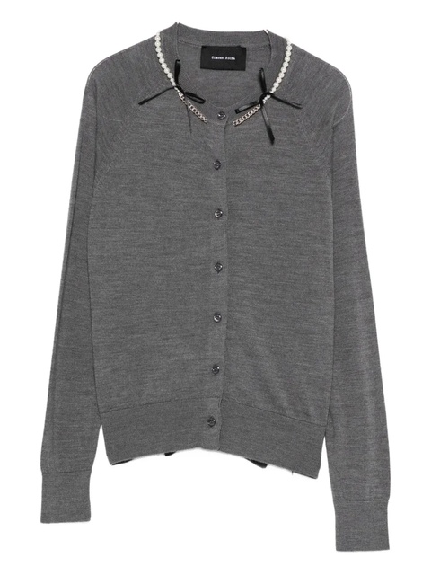 Simone Rocha pearl-embellishment cardigan - Grey - zdjęcie produktu nr 2