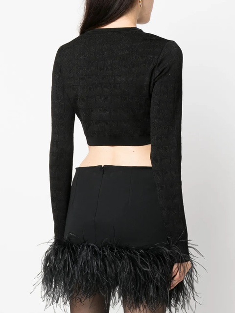 Versace croc-jacquard cropped cardigan - Black - zdjęcie produktu nr 2