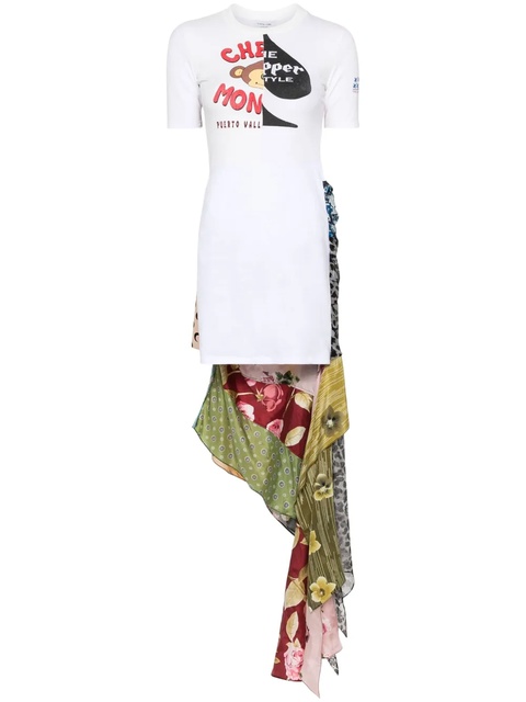 Marine Serre Regenerated silk-scarves T-Shirt dress - White - zdjęcie produktu nr 1