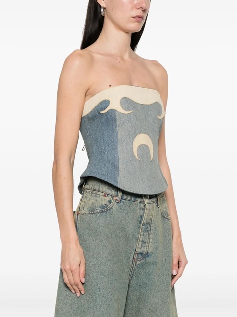 Marine Serre Regenerated denim top - Blue - zdjęcie produktu nr 2
