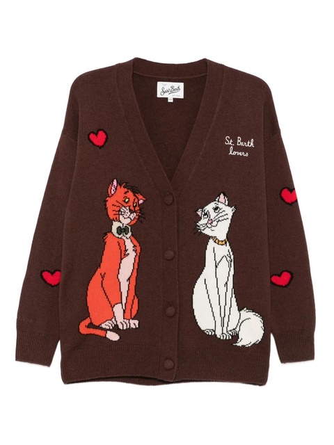MC2 Saint Barth cat-intarsia cardigan - Brown - zdjęcie produktu nr 1