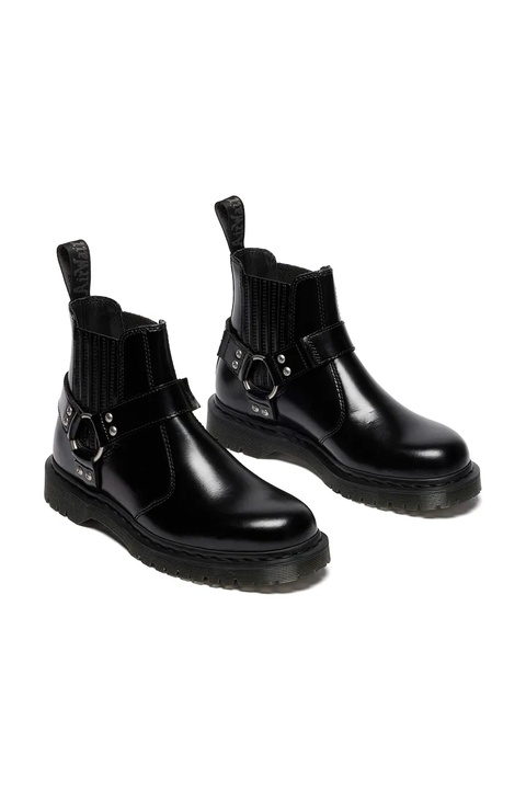 Dr. Martens workery skórzane 2976 Harness Chelsea damskie kolor czarny na płaskim obcasie DM41387001 - zdjęcie produktu nr 2