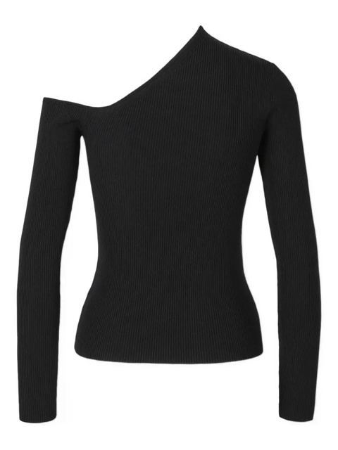 STAUD Lois ribbed asymmetric top - Black - zdjęcie produktu nr 2