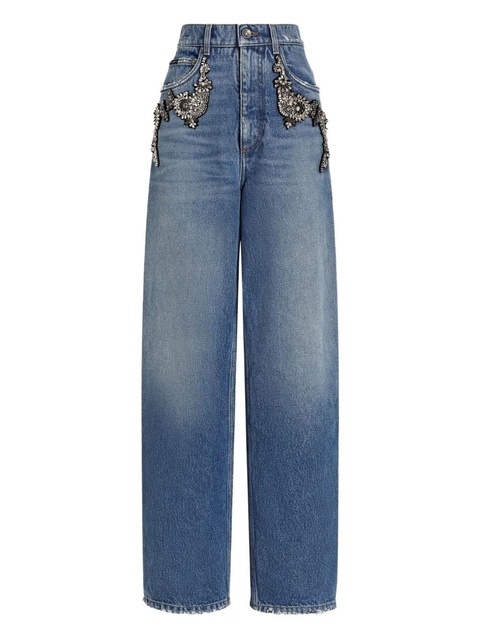 Dolce & Gabbana crystal-embellished jeans - Blue - zdjęcie produktu nr 1