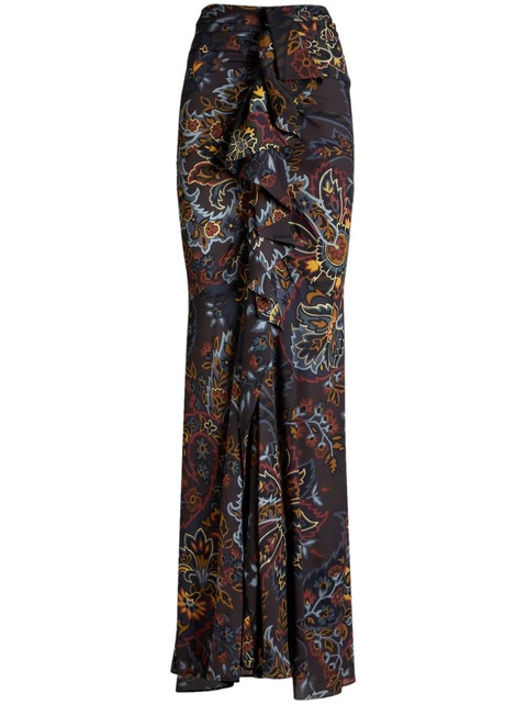 ETRO stretch sable paisley-print long skirt - Black - zdjęcie produktu nr 1