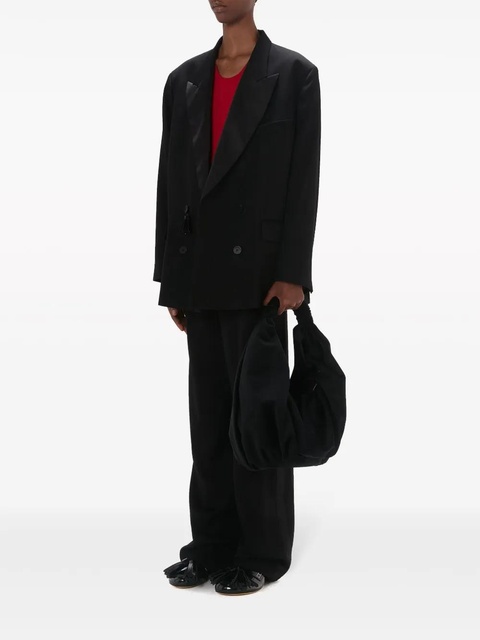 JW Anderson Ruffle Shopper velvet shoulder bag - Black - zdjęcie produktu nr 2