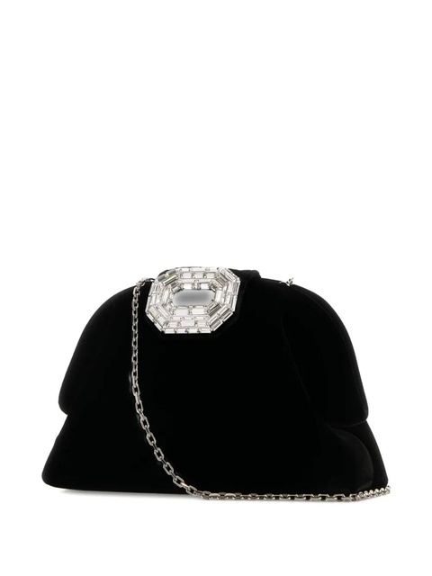 Amina Muaddi Camelia velvet clutch bag - Black - zdjęcie produktu nr 1