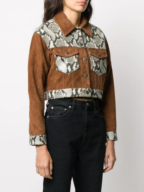 Giuseppe Zanotti snakes-panelled jacket - Brown - zdjęcie produktu nr 2