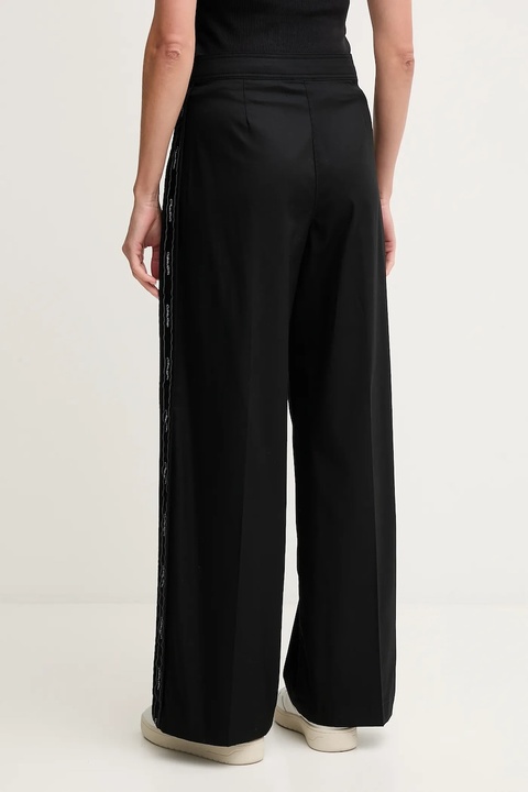 Calvin Klein Jeans spodnie bawełniane damskie kolor czarny szerokie high waist LV044D612G - zdjęcie produktu nr 1
